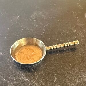 Vintage Brass Metal Doll Dollhouse Miniature Mini Handled Cooking Skillet Pan